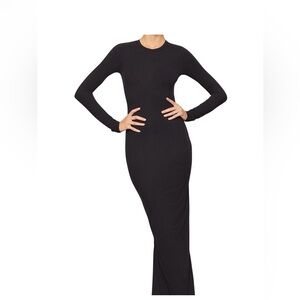 SKIMS Elegant Black Long Sleeve Dress